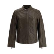 Belstaff Präglad Logotyp Lammskinn Racerjacka Brown, Herr