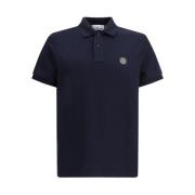 Stone Island Monogram Patch Bomull Polo Skjorta Blue, Herr