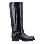 Valentino Garavani Svart Stängd Biker Boot med Nitar Black, Dam