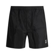 Valentino Logo Patch Badshorts med Justerbart Midjeband Black, Herr