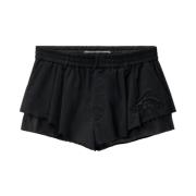 Alexander Wang Flared Wool Blend Shorts Black, Dam