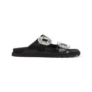 Roger Vivier Svarta Lädersandaler Elegant Stil Black, Dam