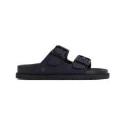 Birkenstock Svarta Läderflätade Sandaler för Män Black, Herr