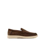 Santoni Brun Mocka Mockasin Platta Skor Brown, Herr