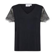 Saint Tropez Feminin Zhantisz Svart Spetsärm Blus Black, Dam