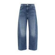 Mother Klassiska Mid-Rise Jeans med Fem Fickor Blue, Dam