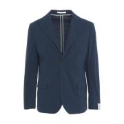 Paolo Pecora Blå Enkelknäppt Blazer Ss25 Blue, Herr