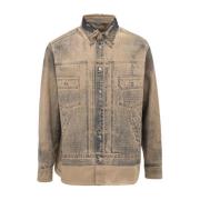 Dior All-Over Print Overshirt Casual Style Beige, Herr