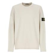 Stone Island Beige Bomullströja med Ikonisk Patch Beige, Herr