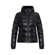 Moncler Svart dunjacka med huva och dragkedja Black, Dam