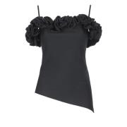 Coperni Svart Ärmlös Ruffle Top med Ventiler Black, Dam