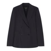 Max Mara Weekend Stretch ull dubbelknäppt blazer Blue, Dam