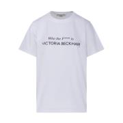 Victoria Beckham Vem är Slogan T-Shirt White, Dam