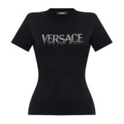 Versace T-shirt med skimrande paljetter Black, Dam