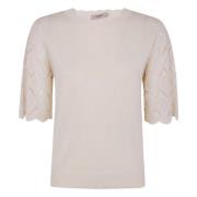 Twinset Delikat Beige Stickad Topp Beige, Dam