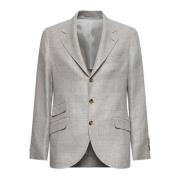 Brunello Cucinelli Beige Linne Ull Siden Jacka Gray, Herr