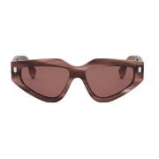 Fendi Svarta solglasögon Stilfull Internationell Passform Brown, Dam