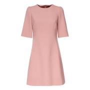 Dolce & Gabbana Rosa Ullkrep Midi Klänning Pink, Dam