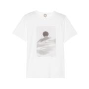 Ines De La Fressange Paris Vit Bomull Modell Foto T-shirt White, Dam