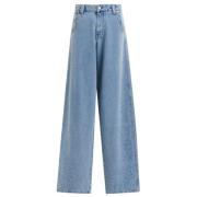 Essentiel Antwerp Högmidjade vida ben jeans med strass Blue, Dam