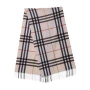 Burberry Rutig Kashmir Sjal Frans Hem Beige, Dam