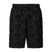 Carlo Colucci Allover-Print Shorts med hög midja Black, Herr