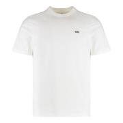 Autry Räfflad crew-neck bomull T-shirt White, Herr