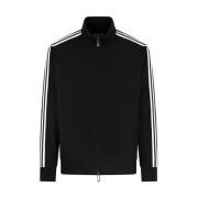 Emporio Armani Diagonal Zip Sweatshirt med Elastiska Band Black, Herr