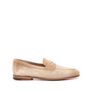 Santoni Beige Läderloafer med Mockasula Beige, Herr