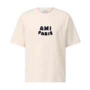 Ami Paris Broderad Oversized T-shirt Beige, Herr