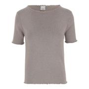 Allude Beige stickad t-shirt med båthals Beige, Dam