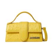 Jacquemus Ostrich-Embossed Lång Axelväska Yellow, Dam