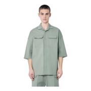 Rick Owens Stretch Cargo Skjorta Klassisk Krage Green, Herr