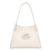 Etro Vit Läder Libra Tote Handväska White, Dam