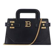 Balmain Svart läder topphandtag kedjeväska Black, Dam