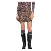 Antik Batik Blommig quiltad tryck shorts Brown, Dam