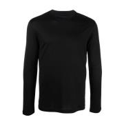 Emporio Armani Långärmad T-shirt i Lyocell/Bomull Black, Herr