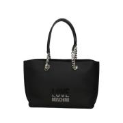 Moschino Svart Shopper Väska med Guld Detaljer Black, Dam