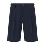 Boggi Milano Bomull Seersucker Bermuda Shorts Blue, Herr