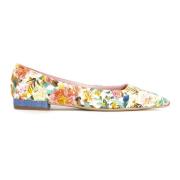 Roberto Festa Blommig Ballerinaskor Vit Läder Multicolor, Dam