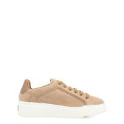 Max Mara Beige mocka sneaker med läderdetaljer Beige, Dam