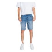 Armani Exchange Blå Bomullsshorts med Dragkedja Blue, Herr