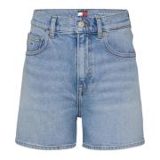 Tommy Jeans Blå Jeansshorts med Fickor Blue, Dam