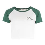 Rhude Logo Bomull Crop Top Ribbad Halsringning White, Dam