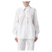 Alberta Ferretti Blommig Frans Skjorta White, Dam