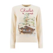 MC2 Saint Barth Damkläder Stickat Chalet Rose 10 Emb Aw23 Beige, Dam