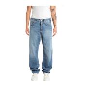 Replay Indigo Wide Jeans för Män Blue, Herr