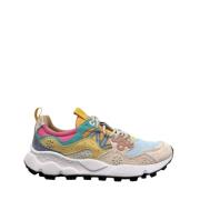 Flower Mountain Blå Tyg Sneakers med Mocka Detaljer Multicolor, Dam