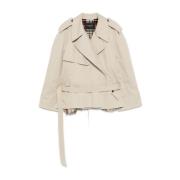 Balenciaga Beige Oversize Bomull Trench Coat Beige, Dam