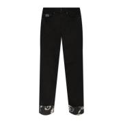 Versace Jeans Couture Jeans med Barocco-tryck på fickorna Black, Herr